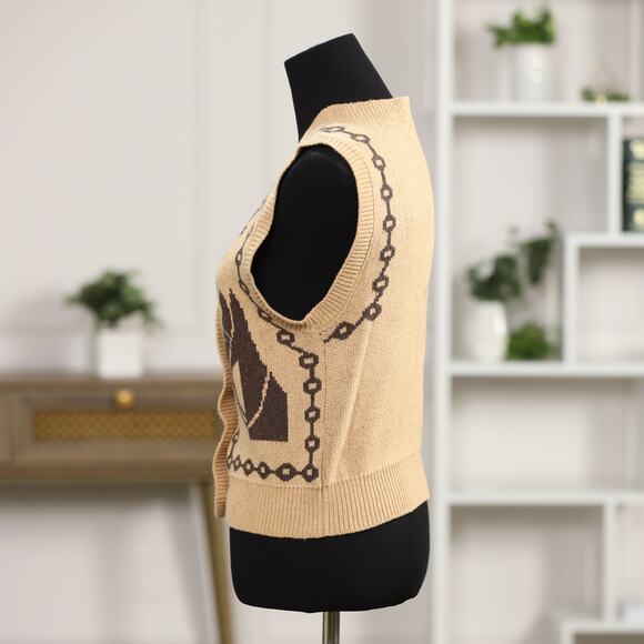 Anthropologie NWT Horse Jacquard Cardigan Vest XS Western Equestrian Boho Chic - Picture 6 of 14